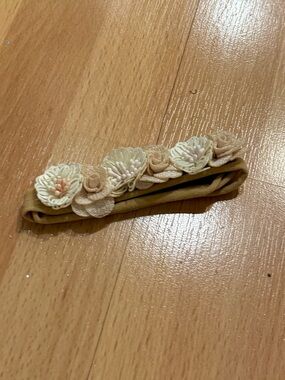 Floral Embellished Headband - Beige and peach